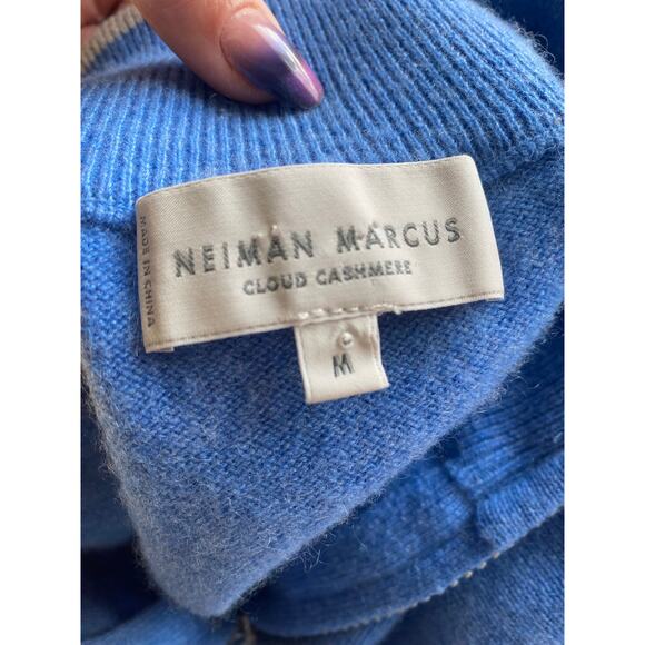 Excellent Neiman Marcus Cloud Cashmere Blue 1/4 Zip Mens Medium - Picture 3 of 3
